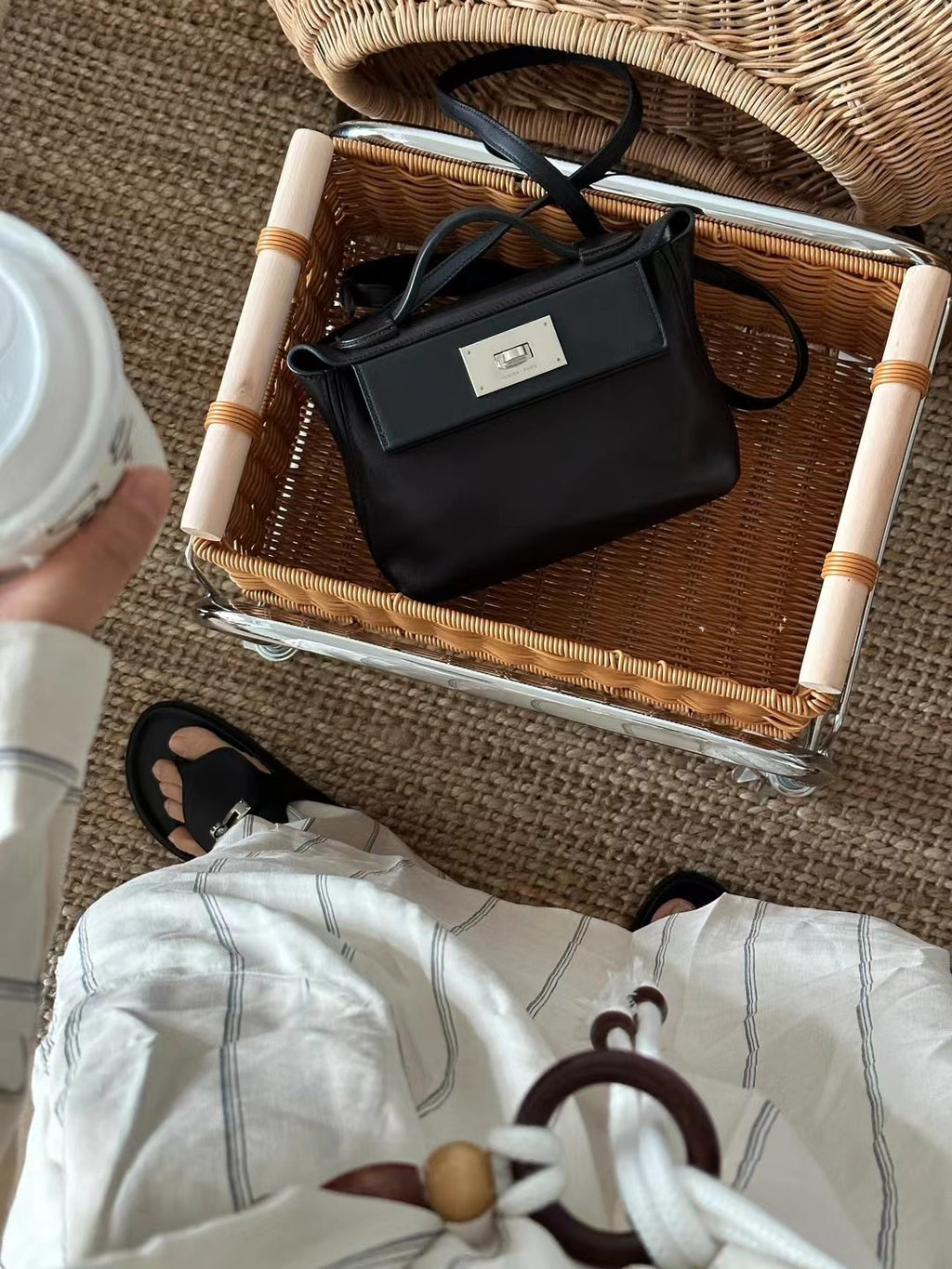 2424- All Handmade Golden / Sliver Hardware Noir  TC eather