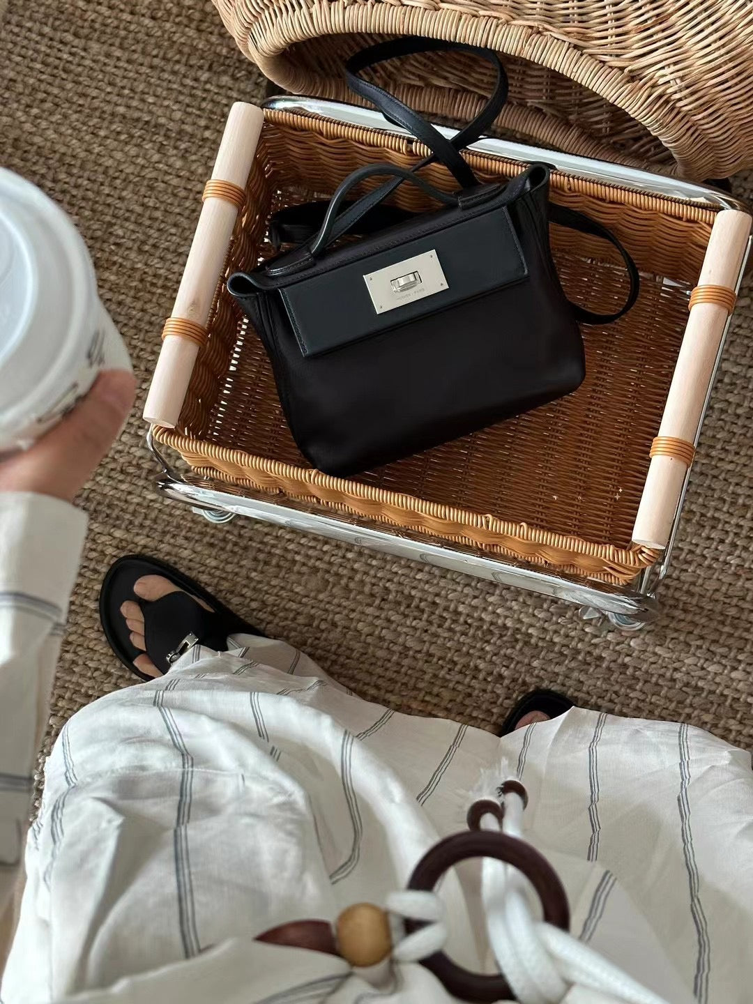 2424- All Handmade Golden / Sliver Hardware Noir  TC eather