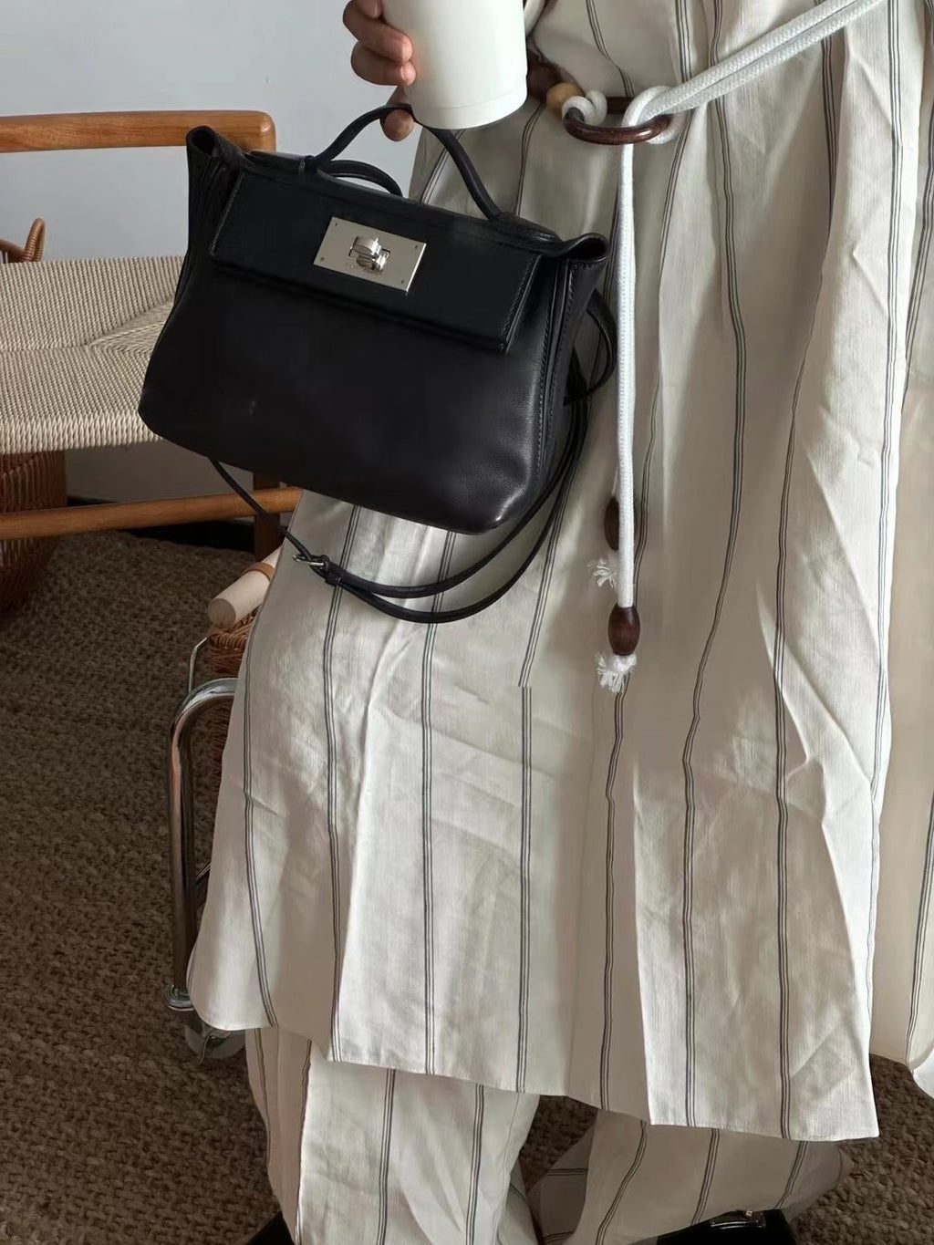 2424- All Handmade Golden / Sliver Hardware Noir  TC eather