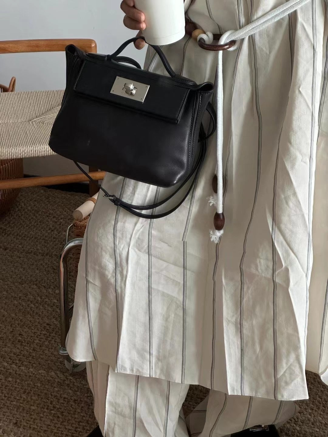 2424- All Handmade Golden / Sliver Hardware Noir  TC eather