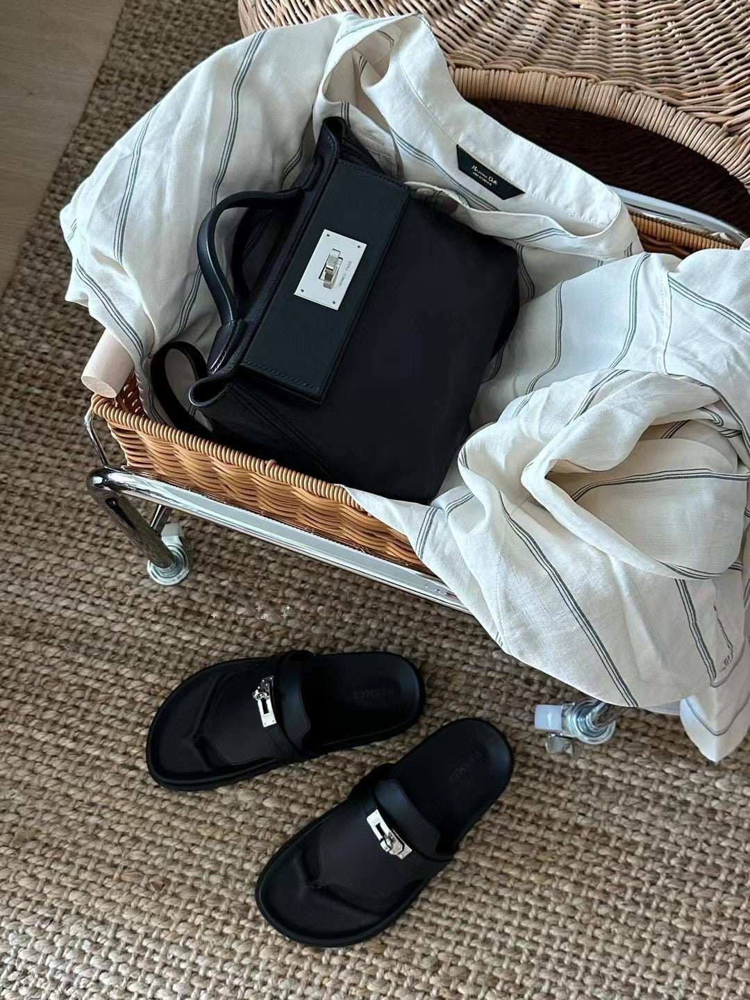 2424- All Handmade Golden / Sliver Hardware Noir  TC eather