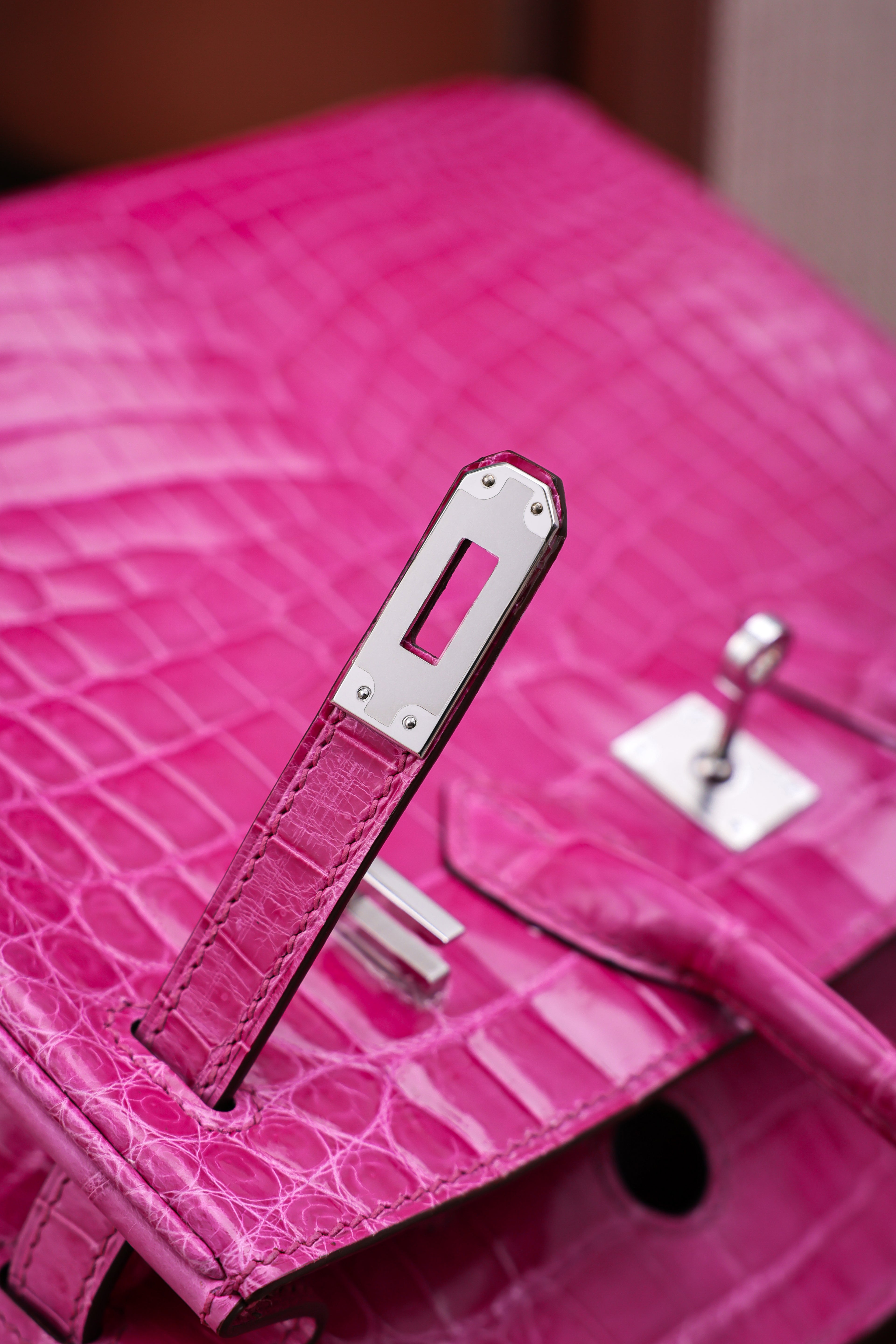 BK-2024 All Handmade Golden / Sliver  Hardware Rose sheherzade Bright surface Porosus Crocodile leather