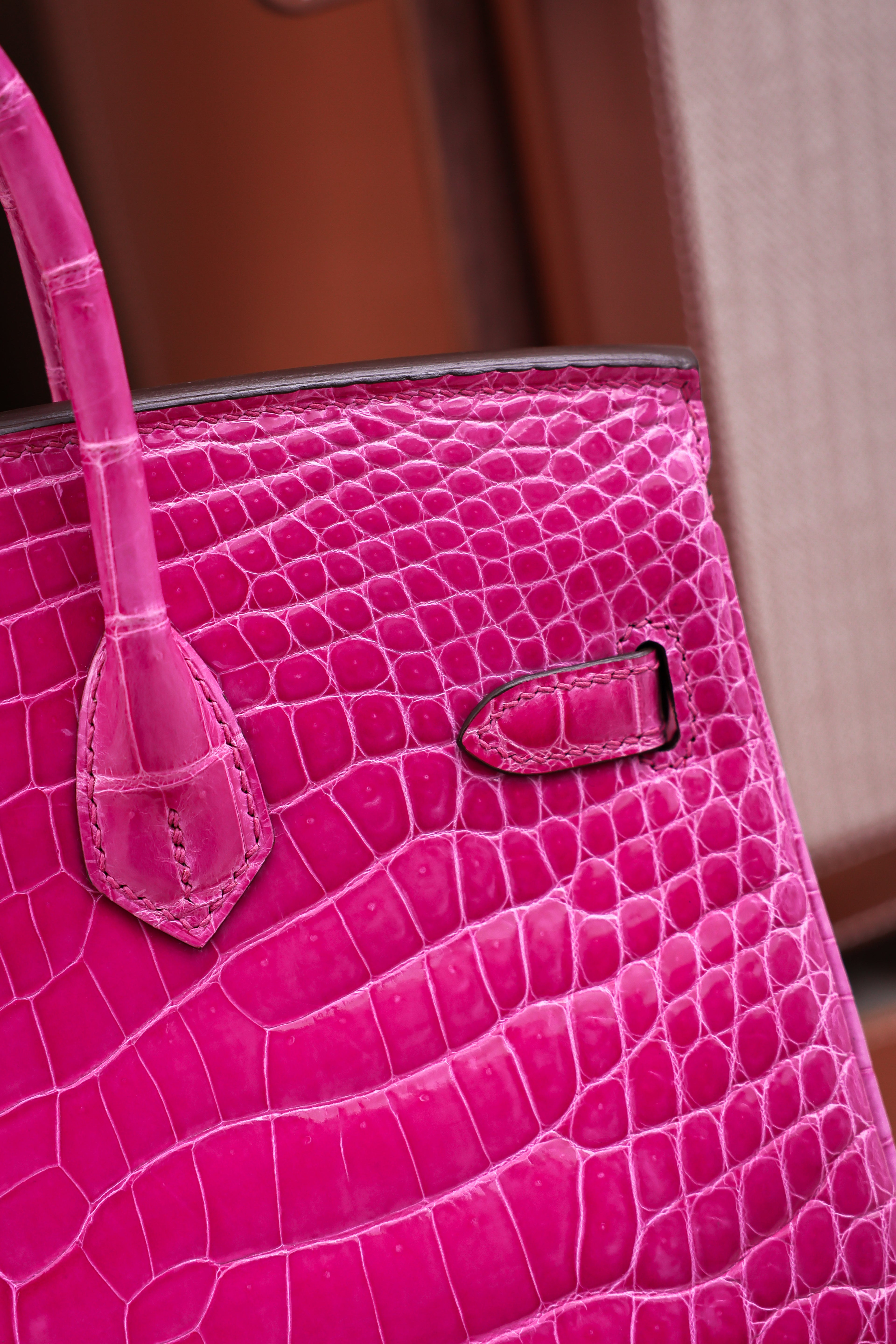 BK-2024 All Handmade Golden / Sliver  Hardware Rose sheherzade Bright surface Porosus Crocodile leather