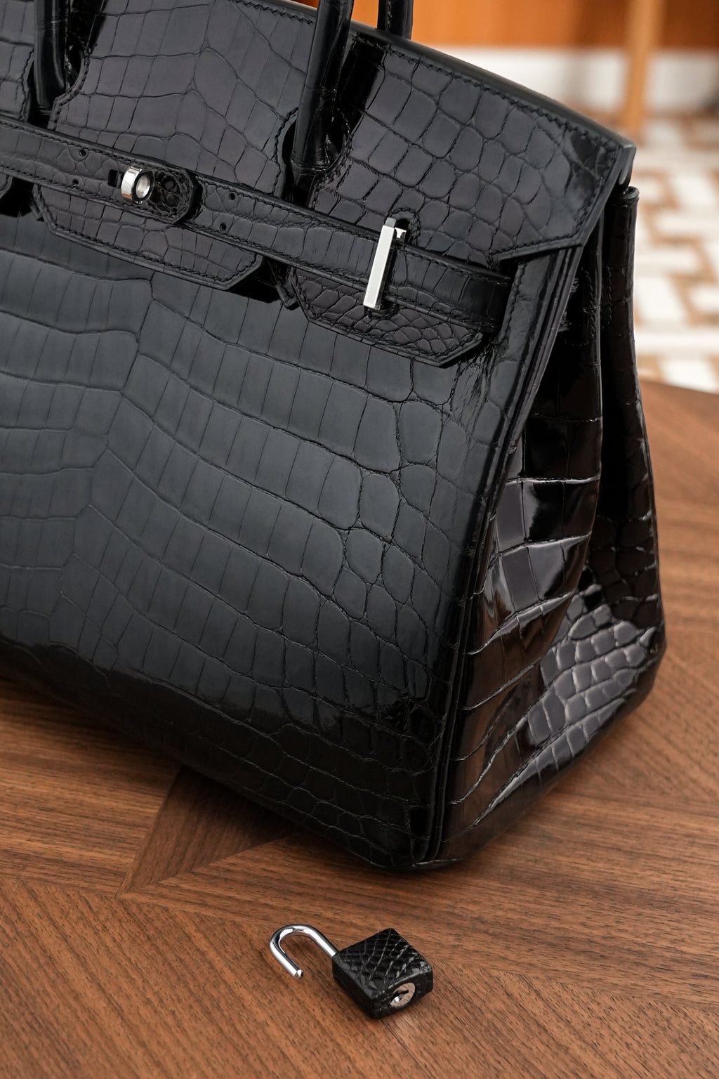 BK-2024 All Handmade Golden / Sliver Hardware Nior Bright surface Nile crocodile leather
