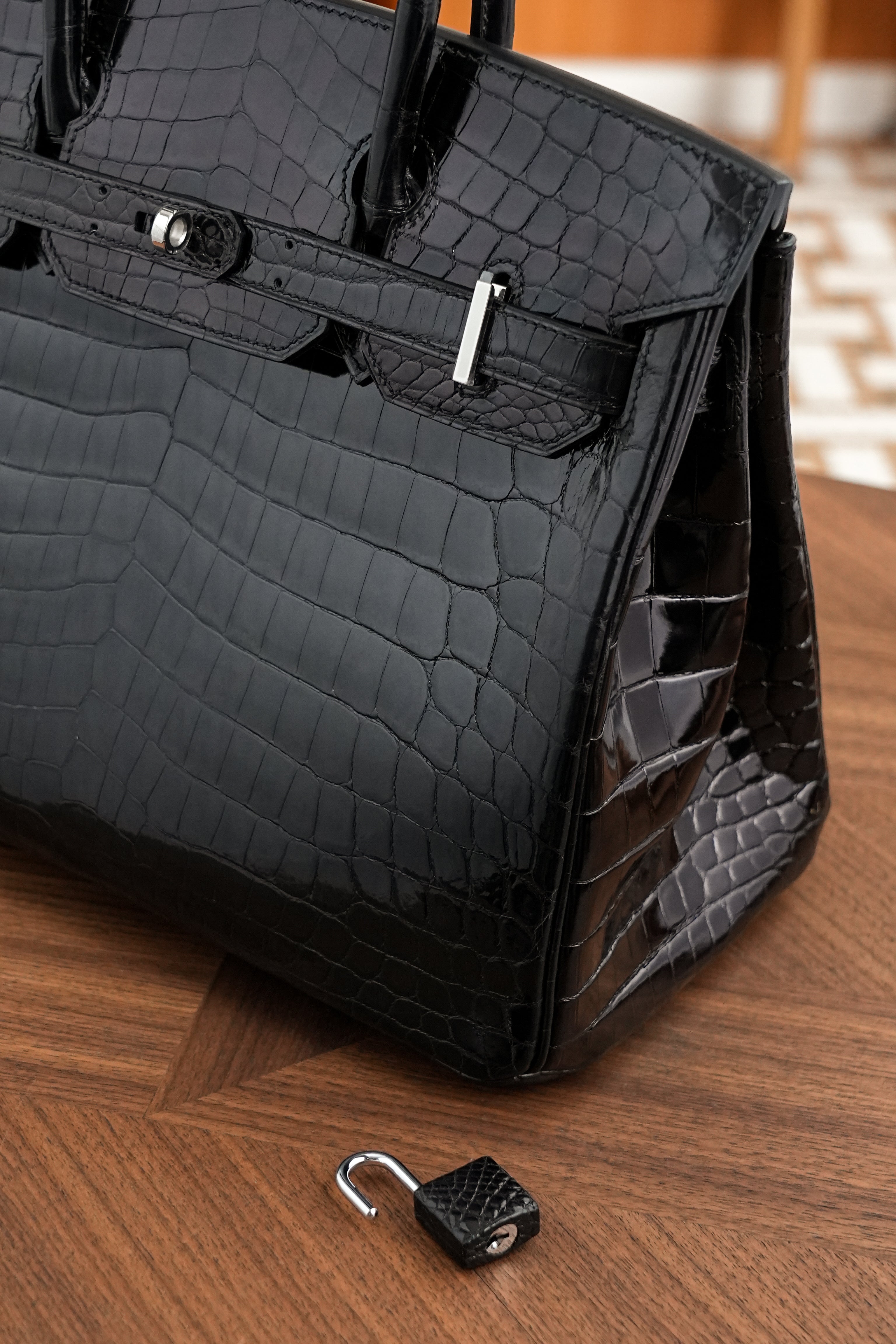 BK-2024 All Handmade Golden / Sliver Hardware Nior Bright surface Nile crocodile leather