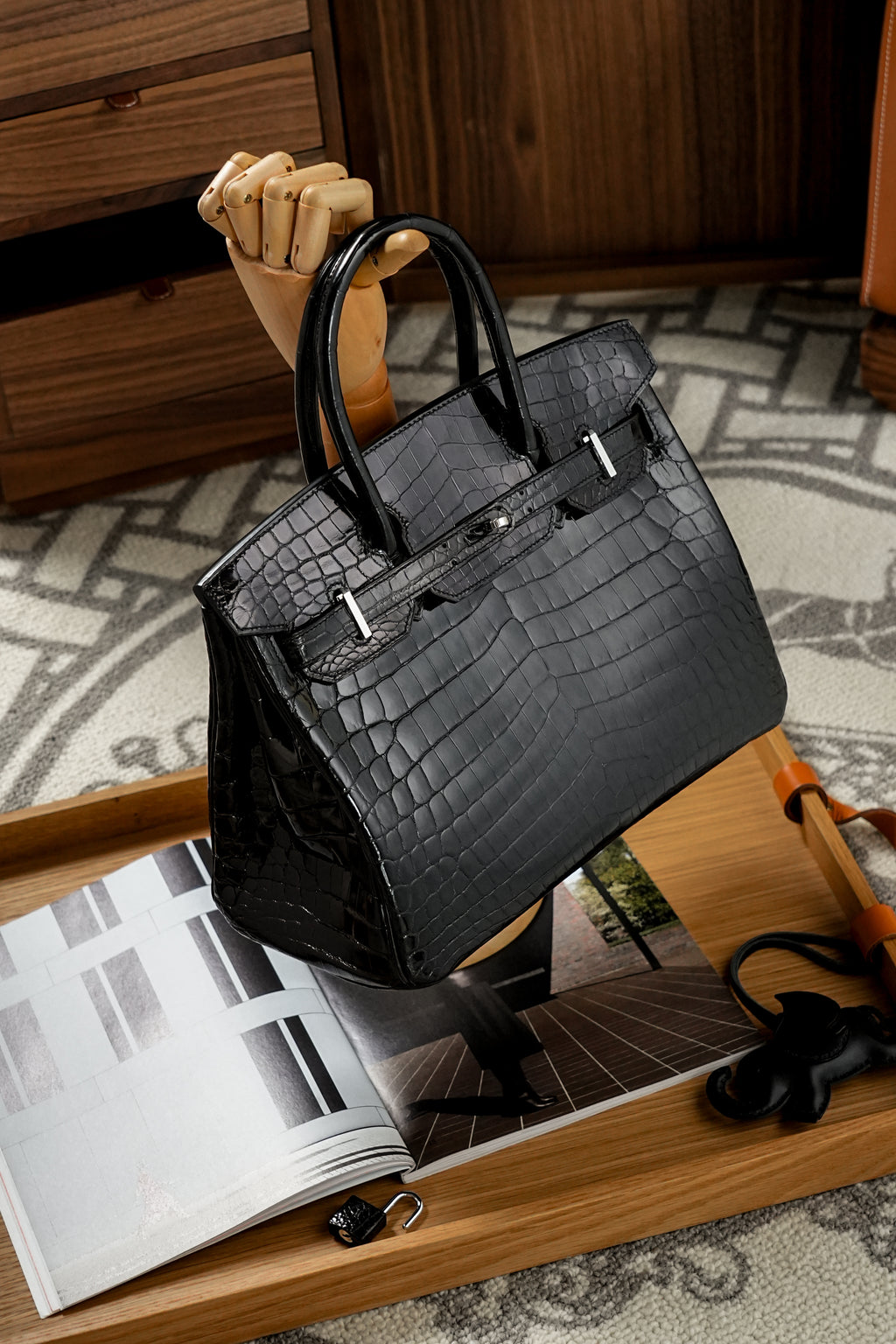 BK-2024 All Handmade Golden / Sliver Hardware Nior Bright surface Nile crocodile leather