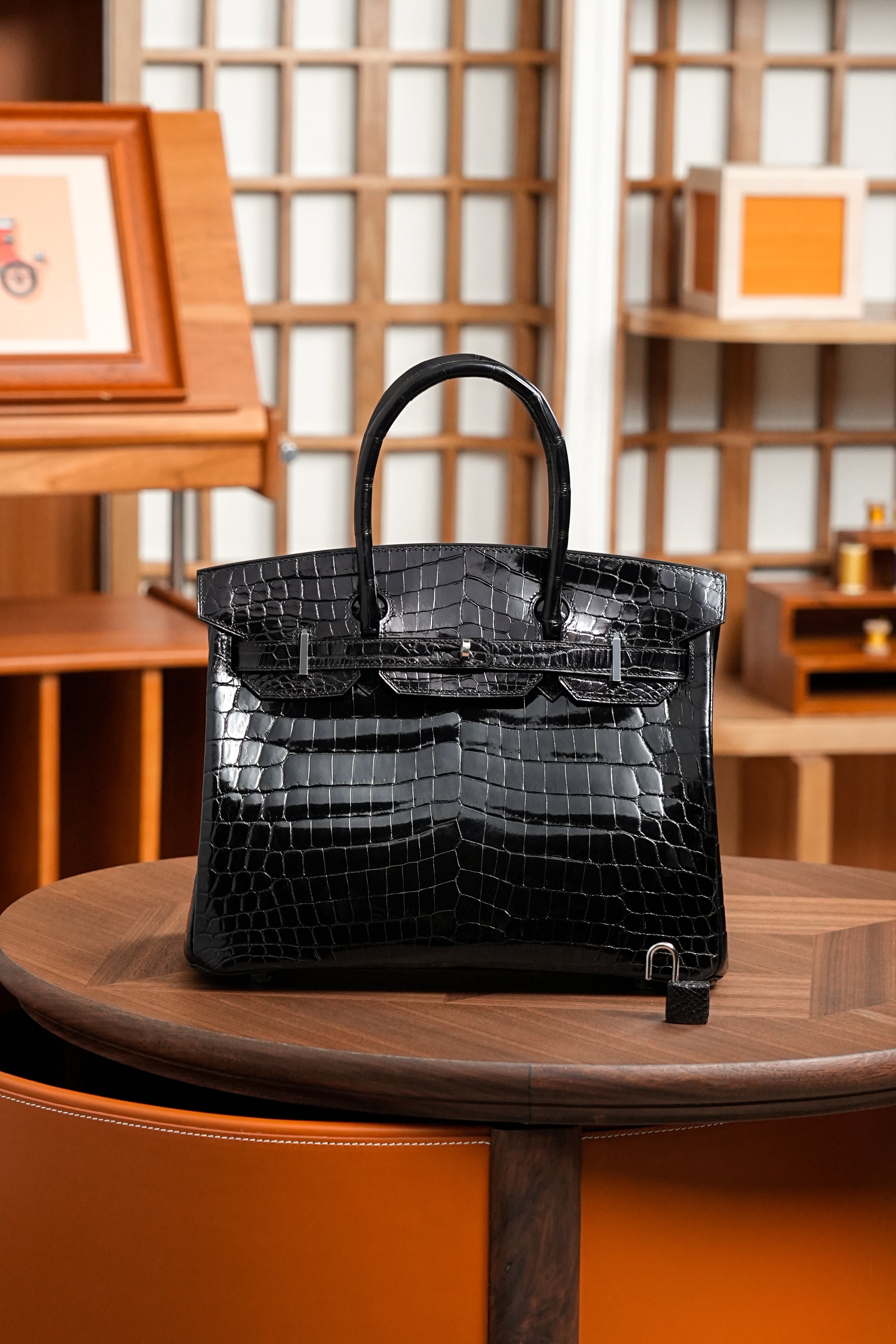 BK-2024 All Handmade Golden / Sliver Hardware Nior Bright surface Nile crocodile leather