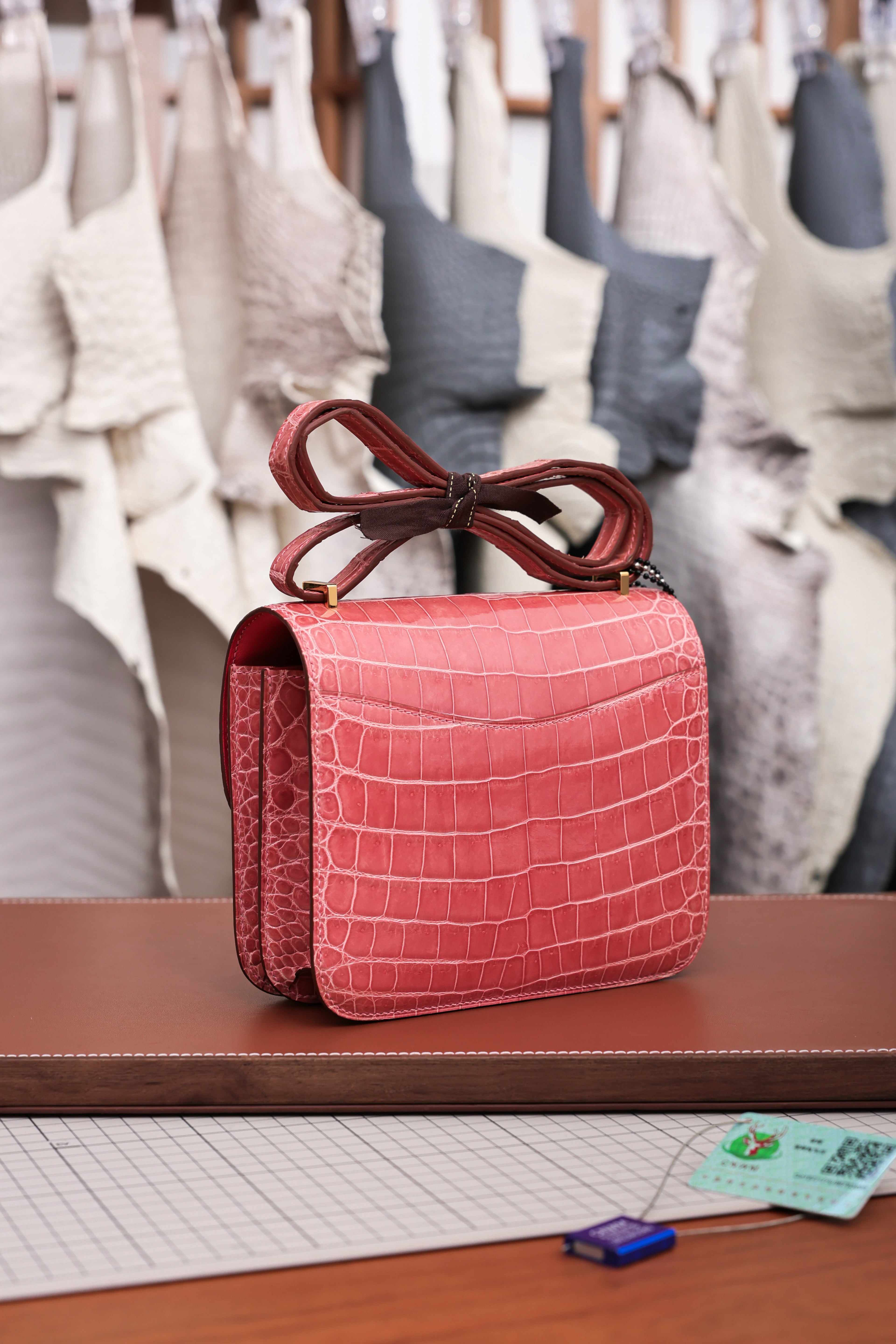 Constance- All Handmade Golden / Sliver Hardware Ceramic powder Crocodile leather