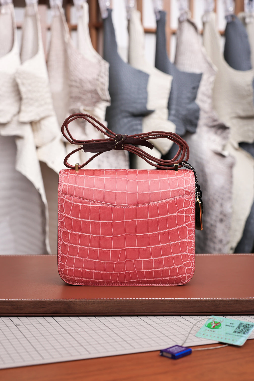 Constance- All Handmade Golden / Sliver Hardware Ceramic powder Crocodile leather