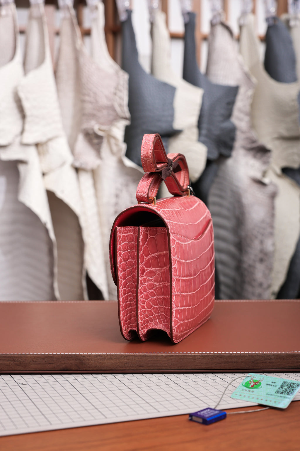 Constance- All Handmade Golden / Sliver Hardware Ceramic powder Crocodile leather