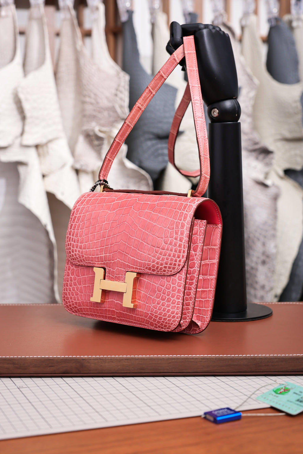 Constance- All Handmade Golden / Sliver Hardware Ceramic powder Crocodile leather