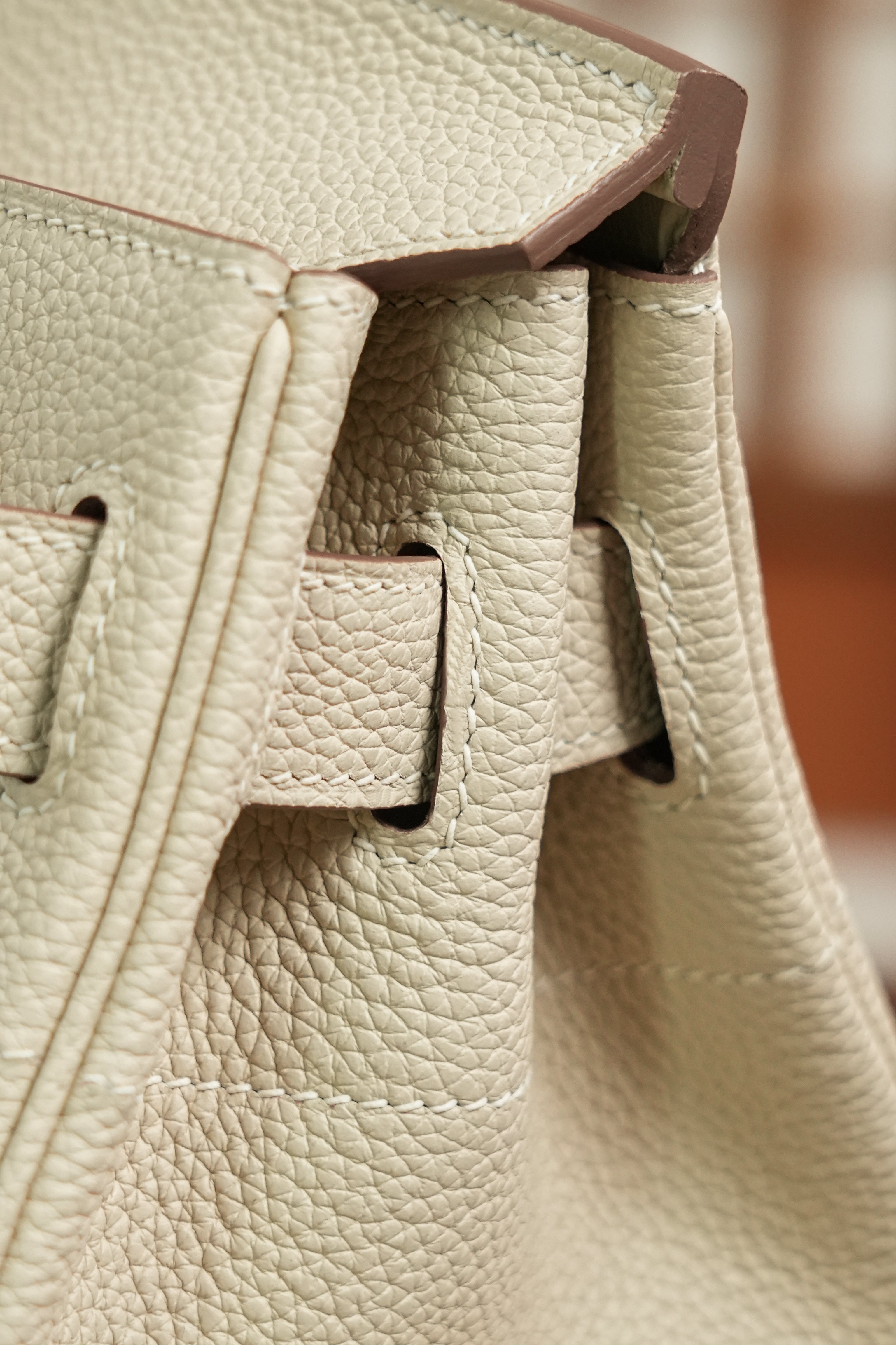 Birkin Shoulder- All Handmade Golden / Sliver Craie togo leather