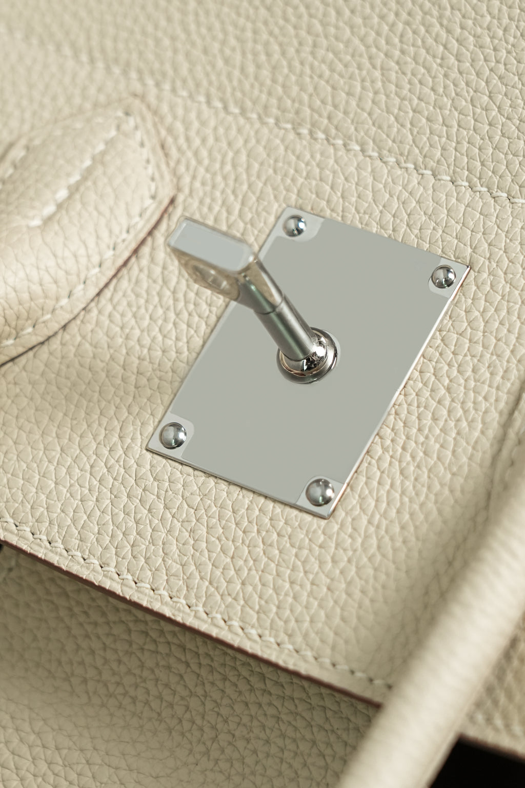 Birkin Shoulder- All Handmade Golden / Sliver Craie togo leather