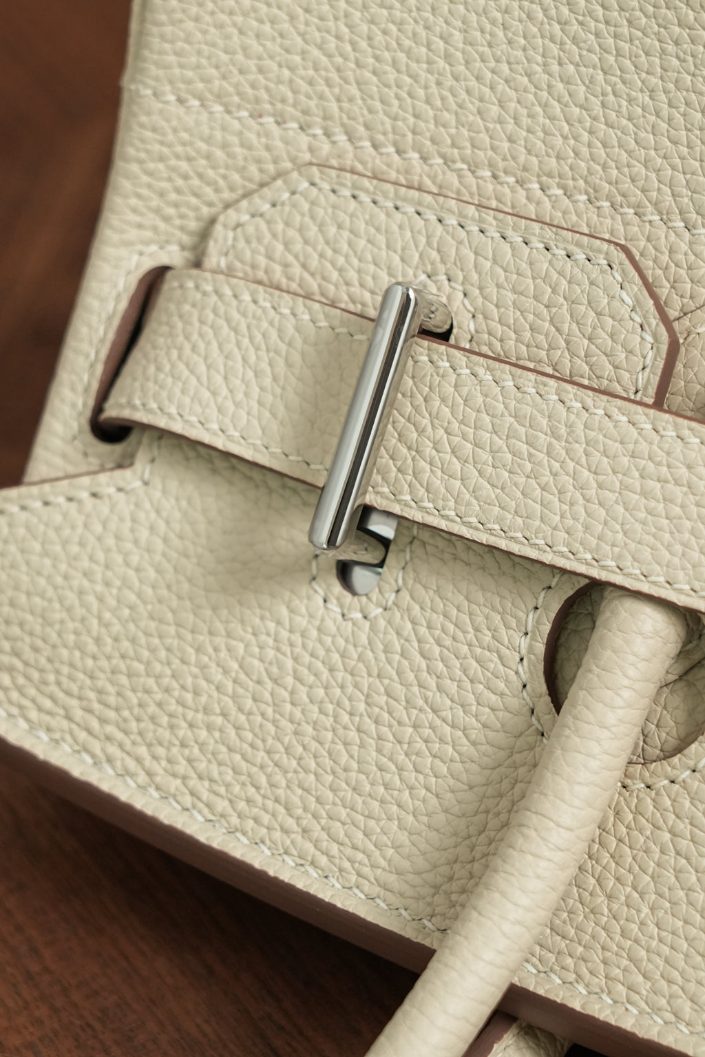 Birkin Shoulder- All Handmade Golden / Sliver Craie togo leather