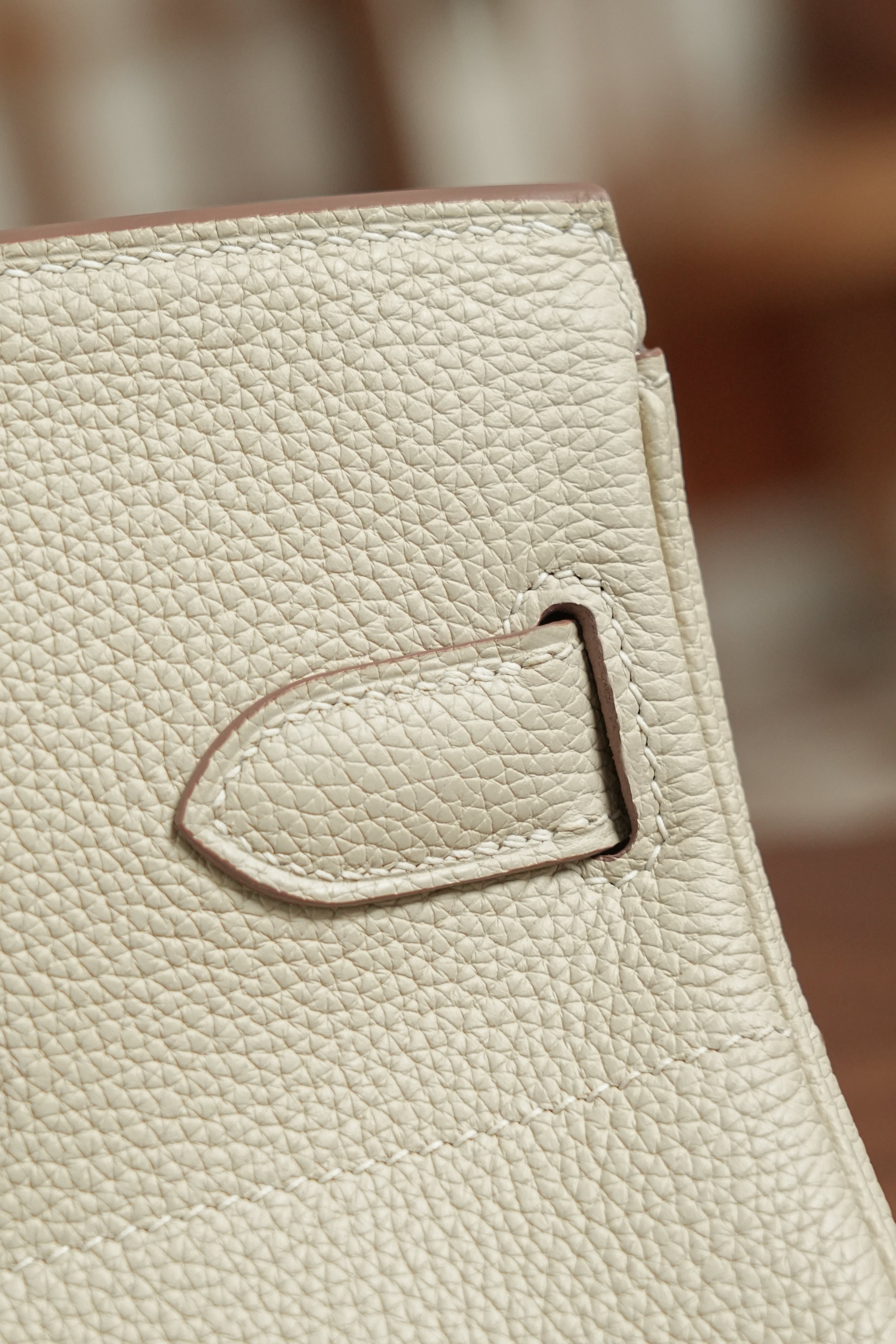 Birkin Shoulder- All Handmade Golden / Sliver Craie togo leather