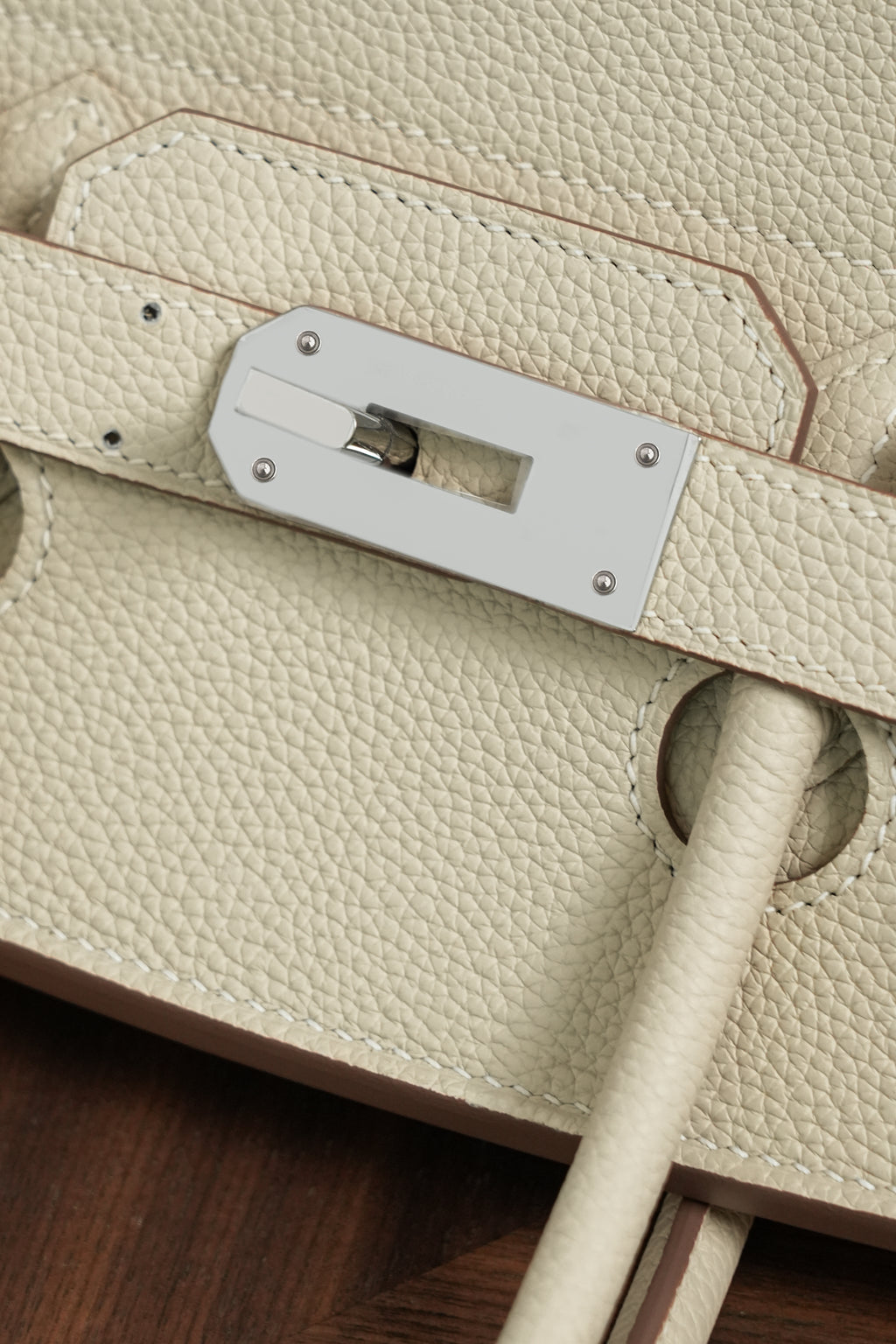 Birkin Shoulder- All Handmade Golden / Sliver Craie togo leather