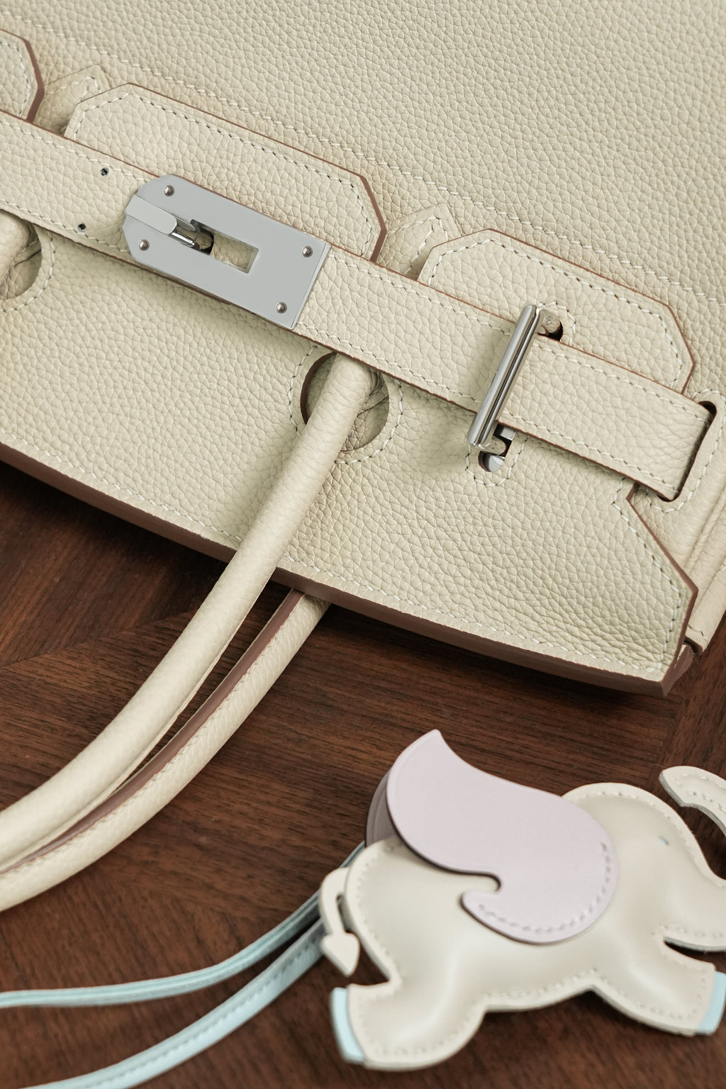 Birkin Shoulder- All Handmade Golden / Sliver Craie togo leather