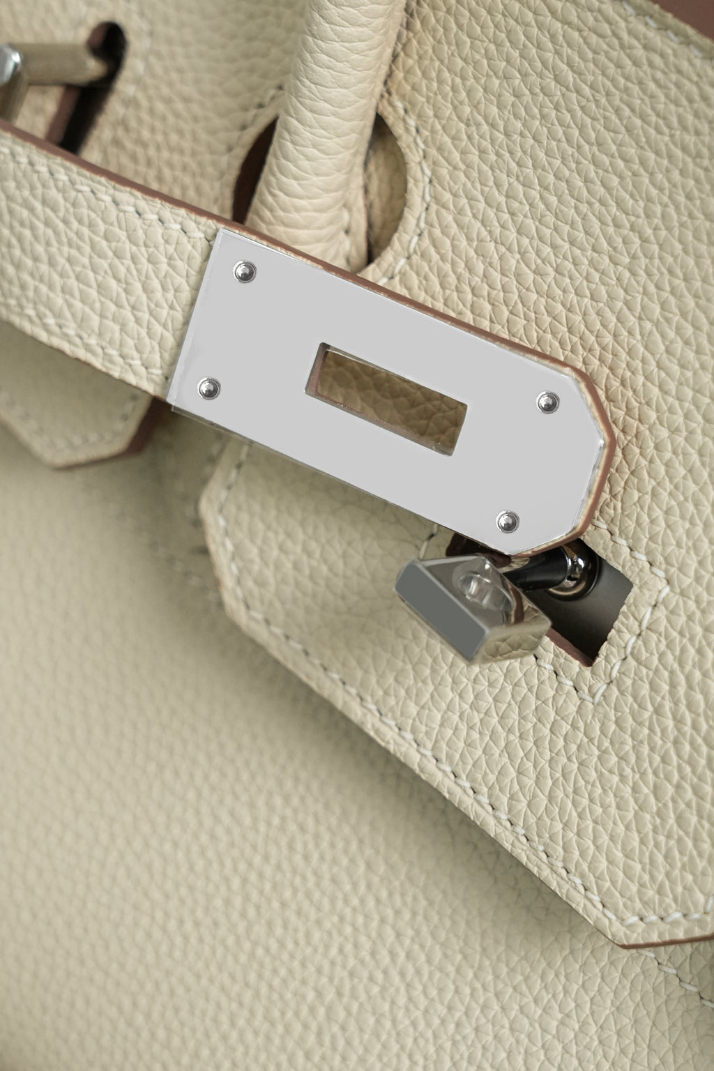 Birkin Shoulder- All Handmade Golden / Sliver Craie togo leather