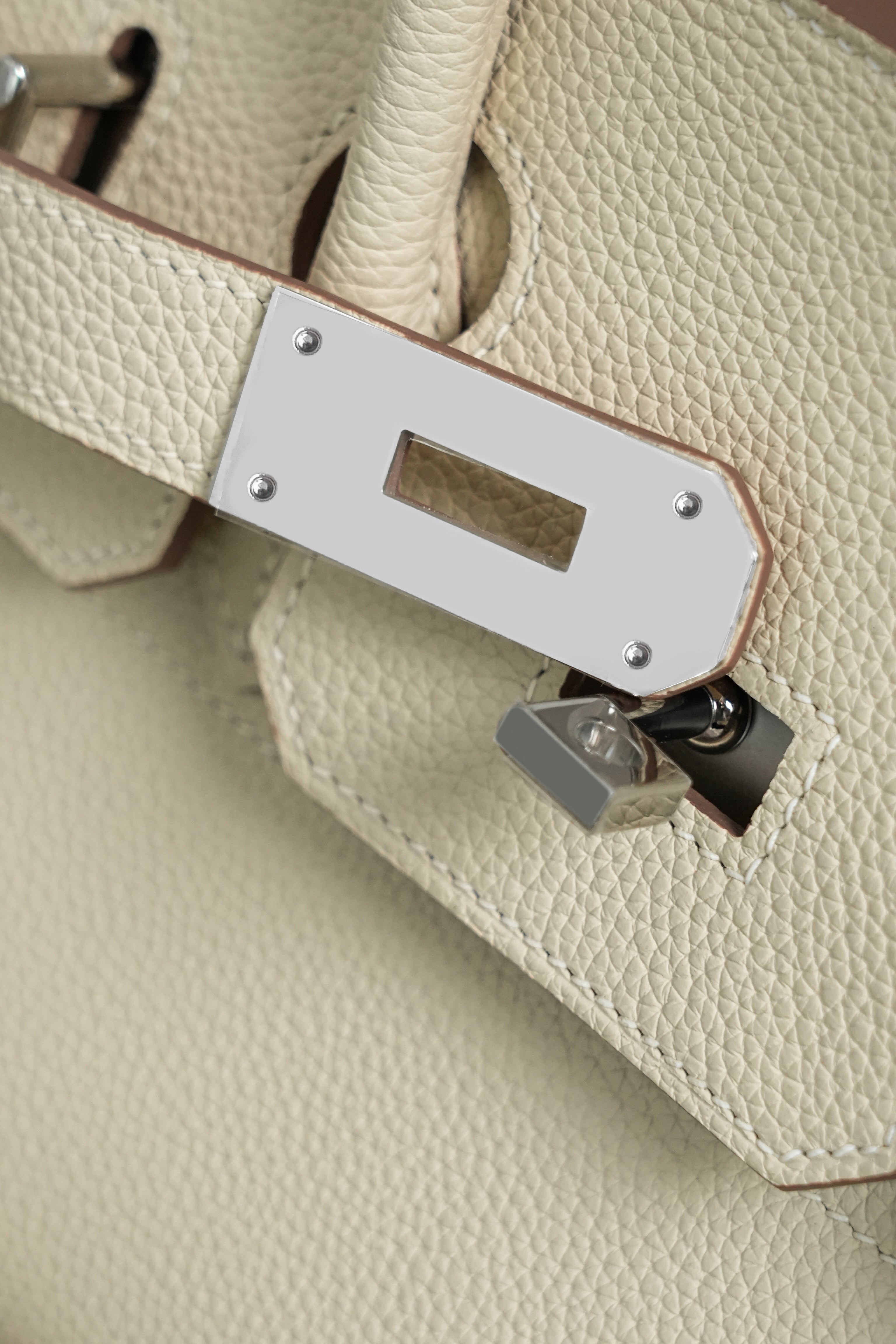 Birkin Shoulder- All Handmade Golden / Sliver Craie togo leather