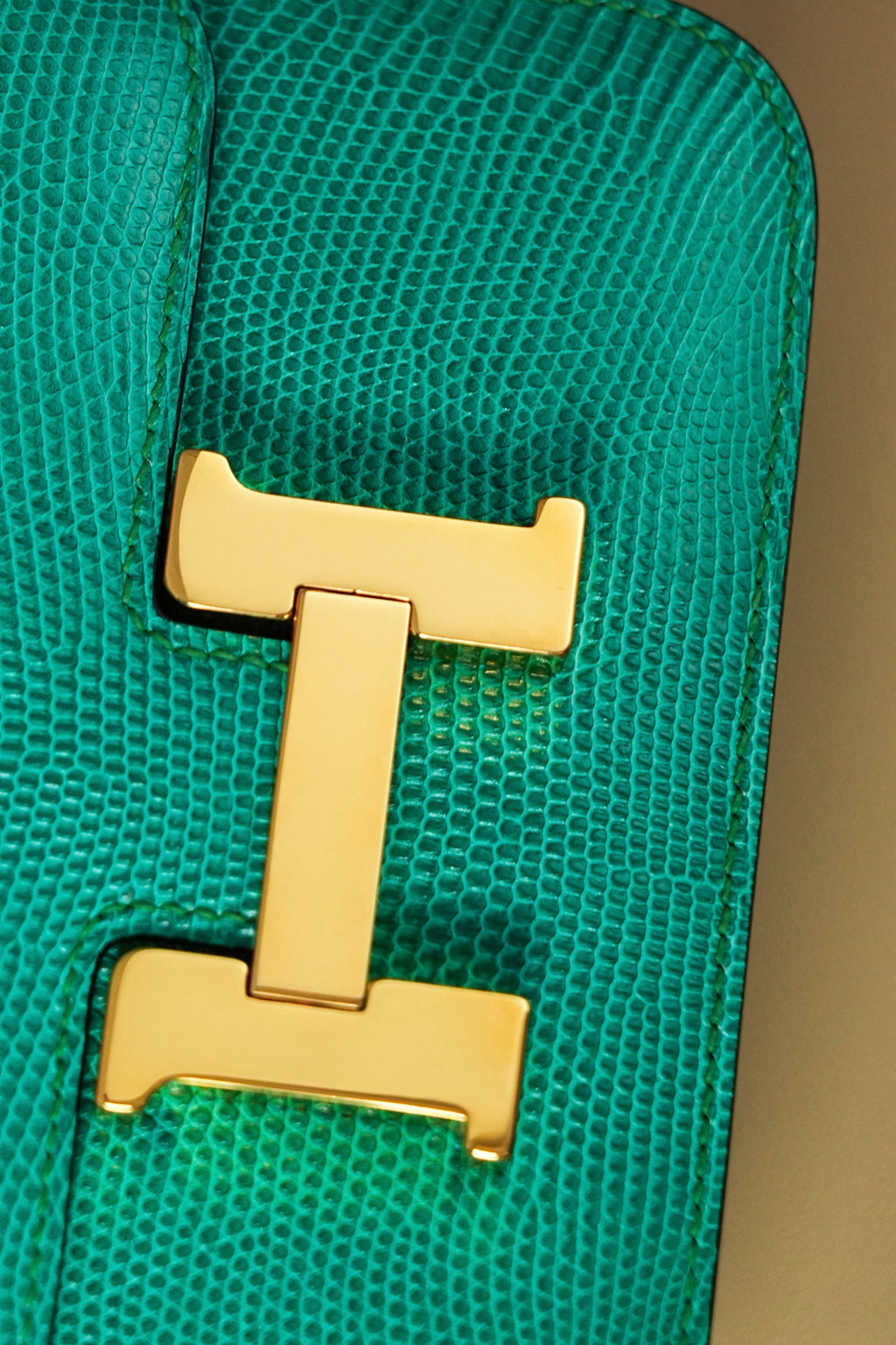 Constance- All Handmade Golden / Sliver Menthe lizard leather