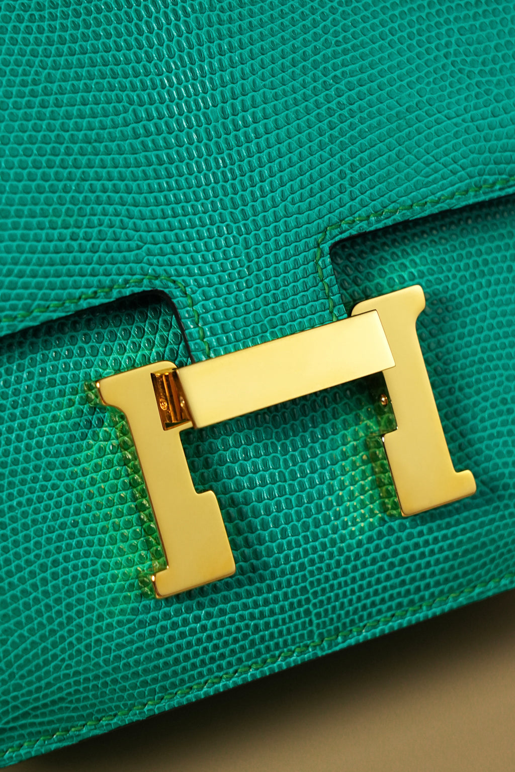 Constance- All Handmade Golden / Sliver Menthe lizard leather