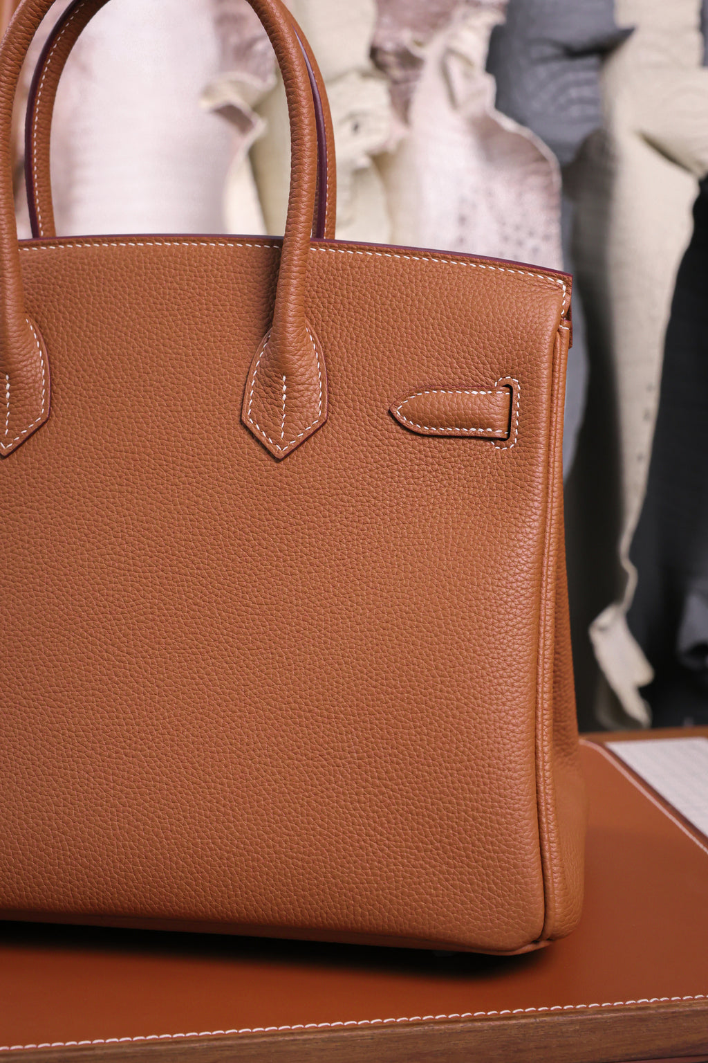 Birkin- All Handmade Golden / Sliver Golden brown togo leather