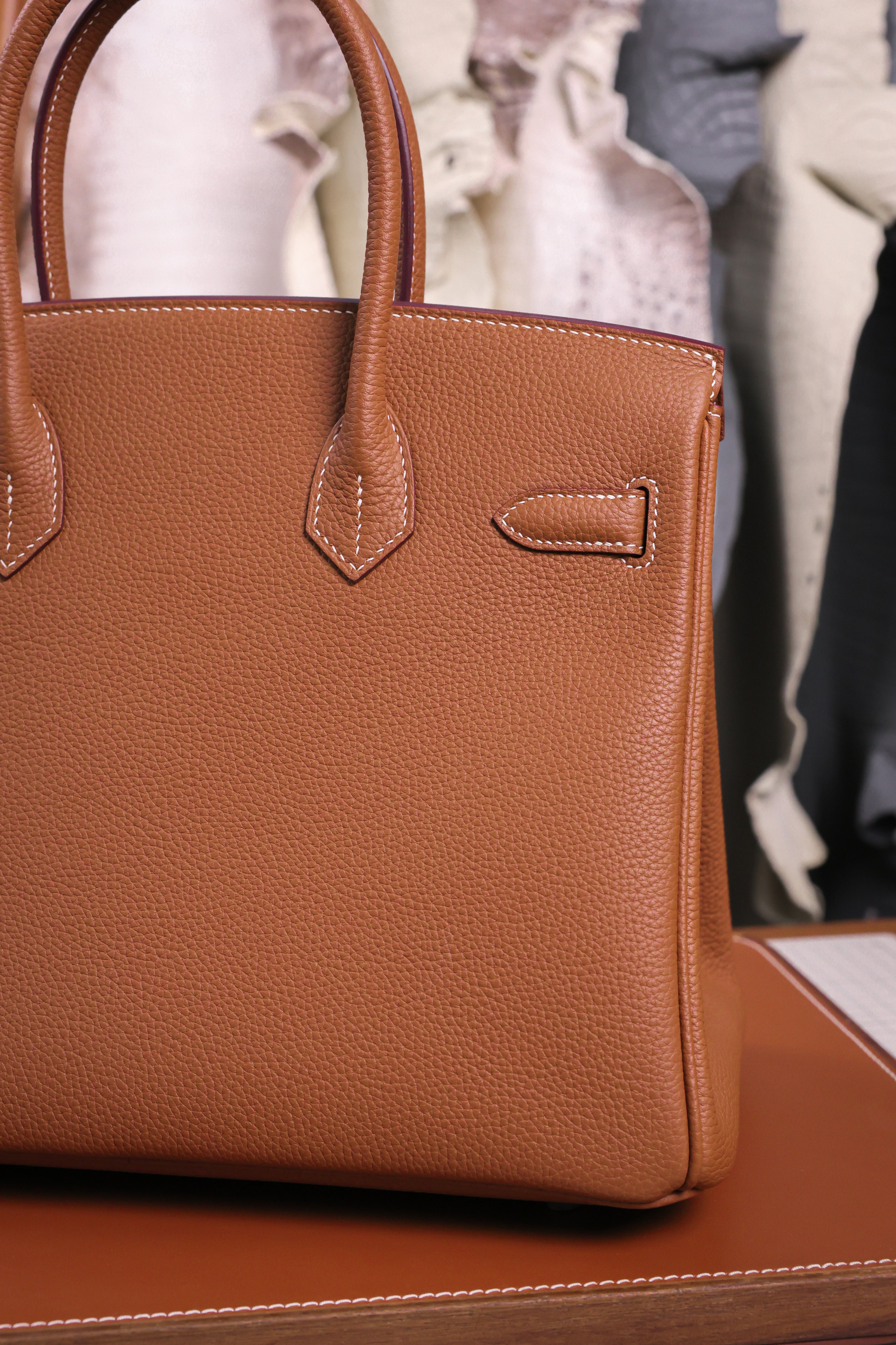 Birkin- All Handmade Golden / Sliver Golden brown togo leather