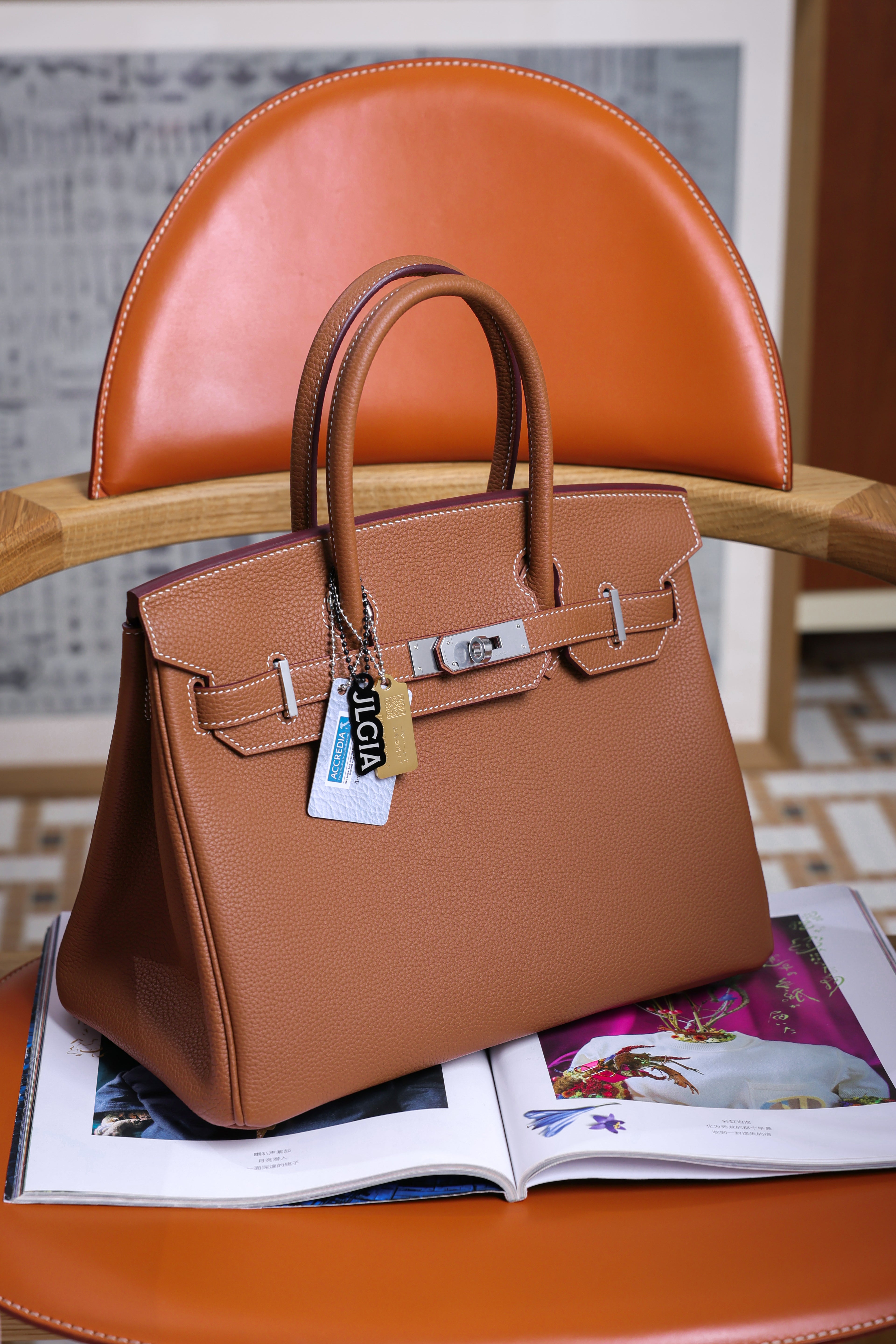 Birkin- All Handmade Golden / Sliver Golden brown togo leather